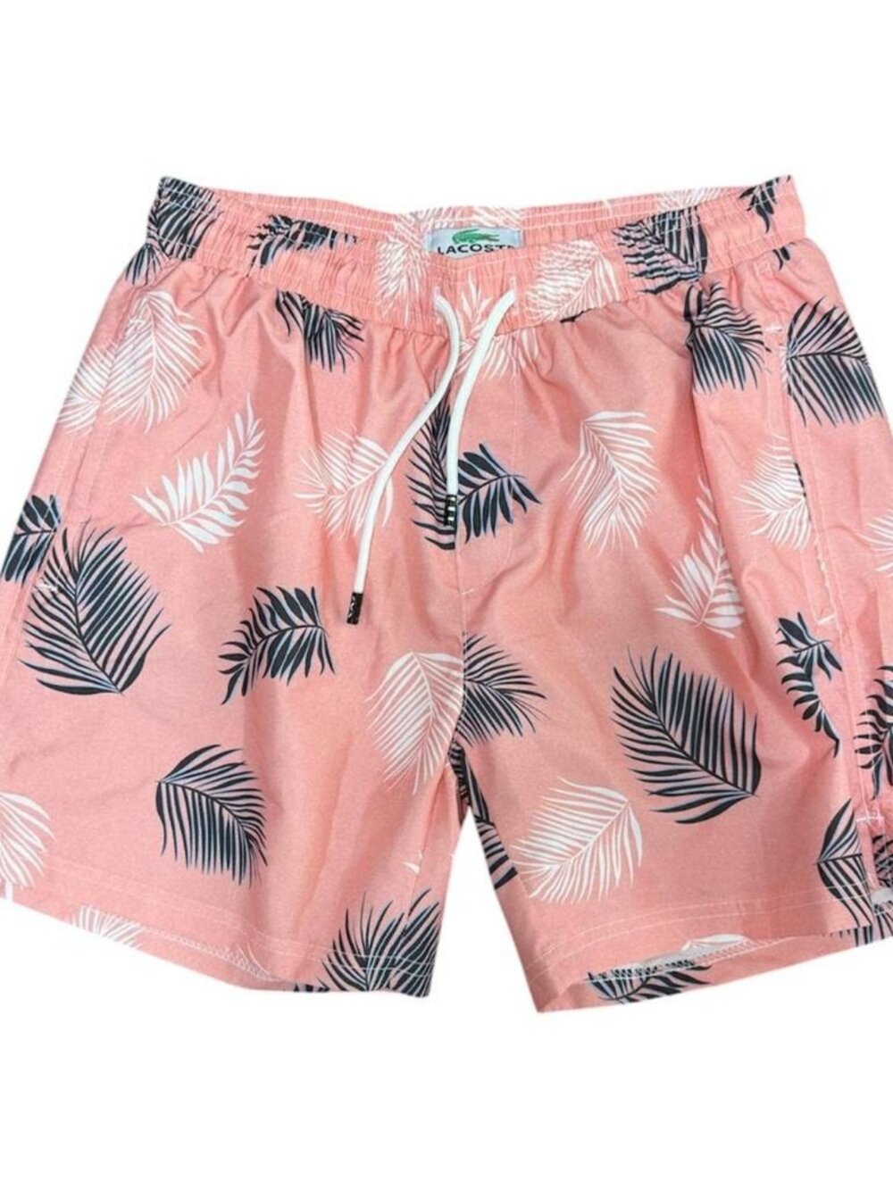 Lacoste Pink Swim Shorts With Palm Leaf Print